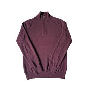 Quince Mongolian Cashmere Quarter Zip Sweater size L Burgundy